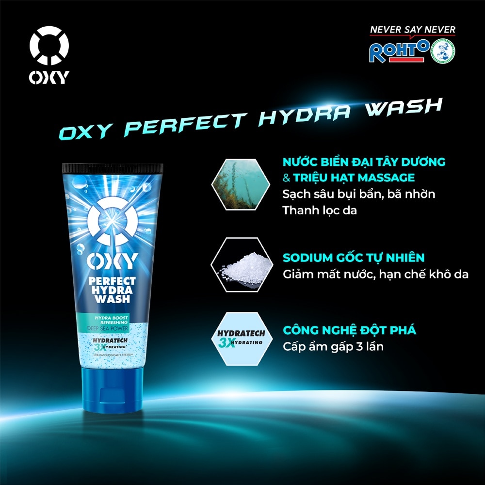Gel Rửa Mặt Oxy Sạch Sâu Sảng Khoái Cấp Ẩm 3X Perfect Hydra Wash 100g
