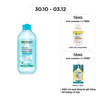 GARNIER Nước Tẩy Trang Garnier Micellar Cleansing Water Salicylic BHA 400ml