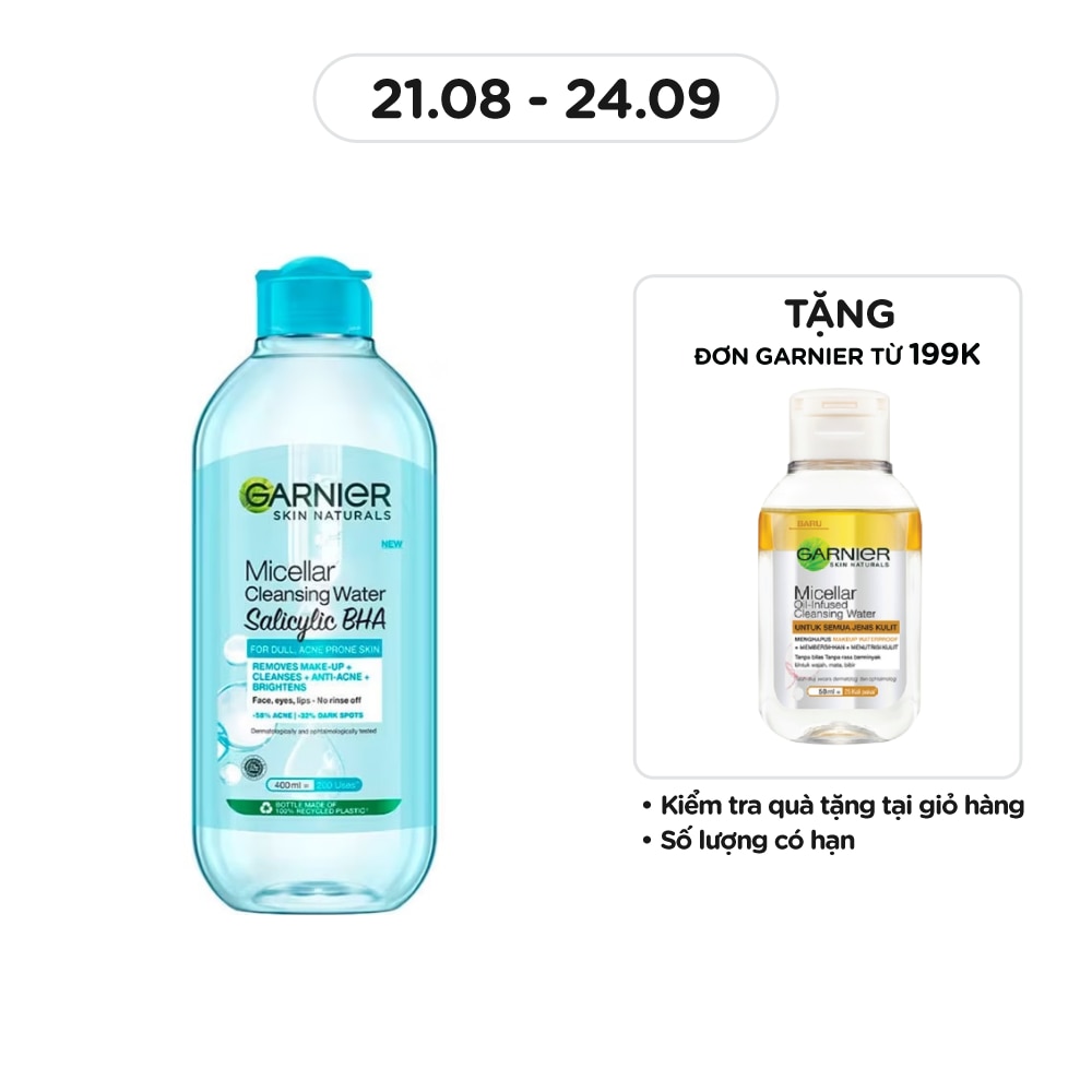 Nước Tẩy Trang Garnier Micellar Cleansing Water Salicylic BHA 400ml