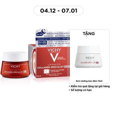VICHY Kem Dưỡng Ban Đêm Vichy Sáng Da, Mờ Thâm Nám Liftactiv Collagen Specialist Night 50ml