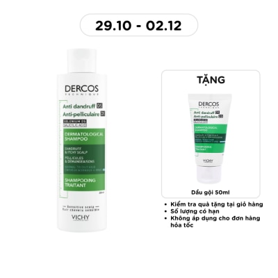 VICHY Dầu Gội Vichy Giảm Gàu Cho Da Đầu Dầu Dercos Shampoo Dandruff & Itchy Scalp 200ml image