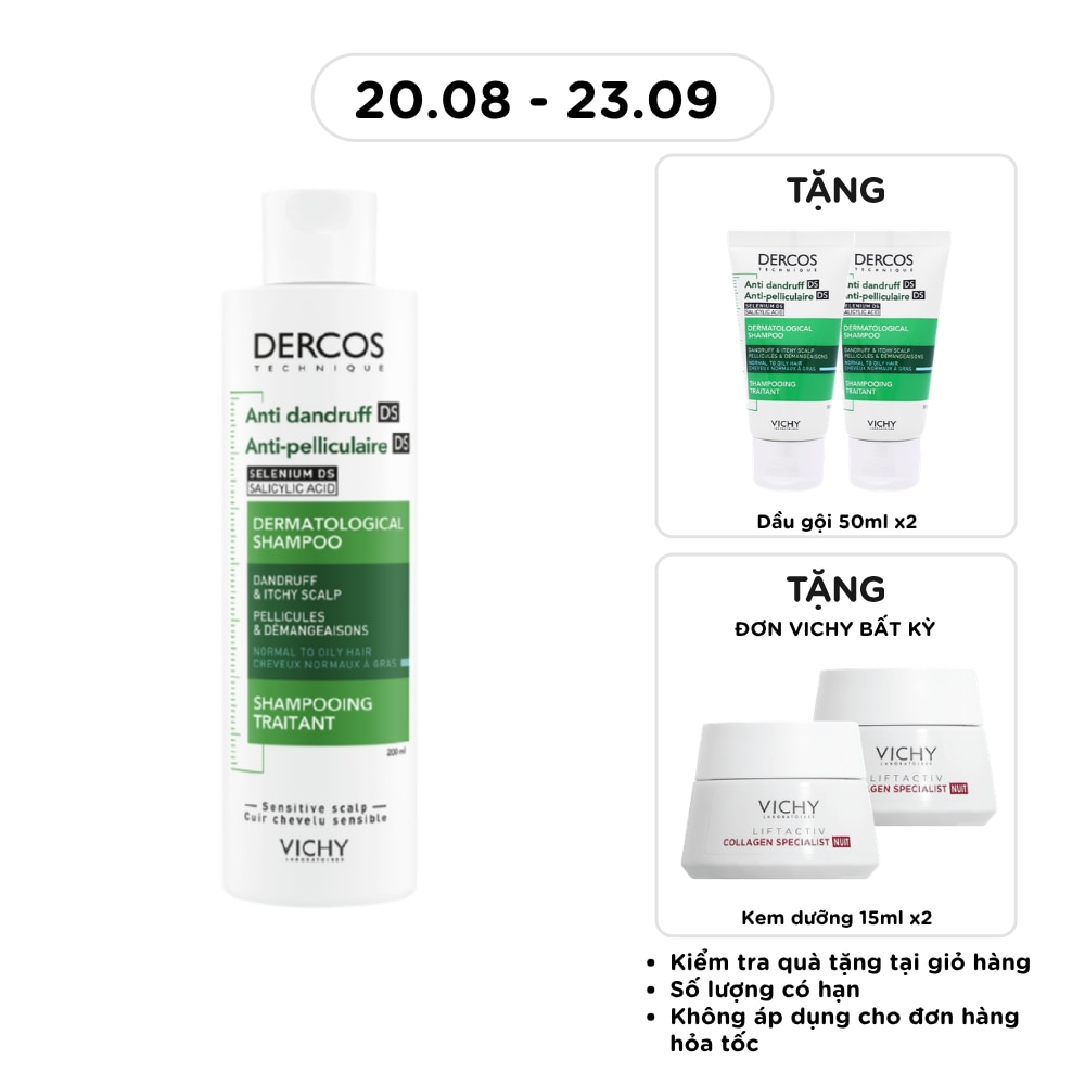 Dercos Technique Anti - Dandruff DS Dermatological Shampoo Dandruff & Itchy Scalp 200ml image