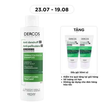 VICHY - Dầu Gội Vichy Giảm Gàu Cho Da Đầu Dầu Dercos Shampoo Dandruff & Itchy Scalp 200ml image
