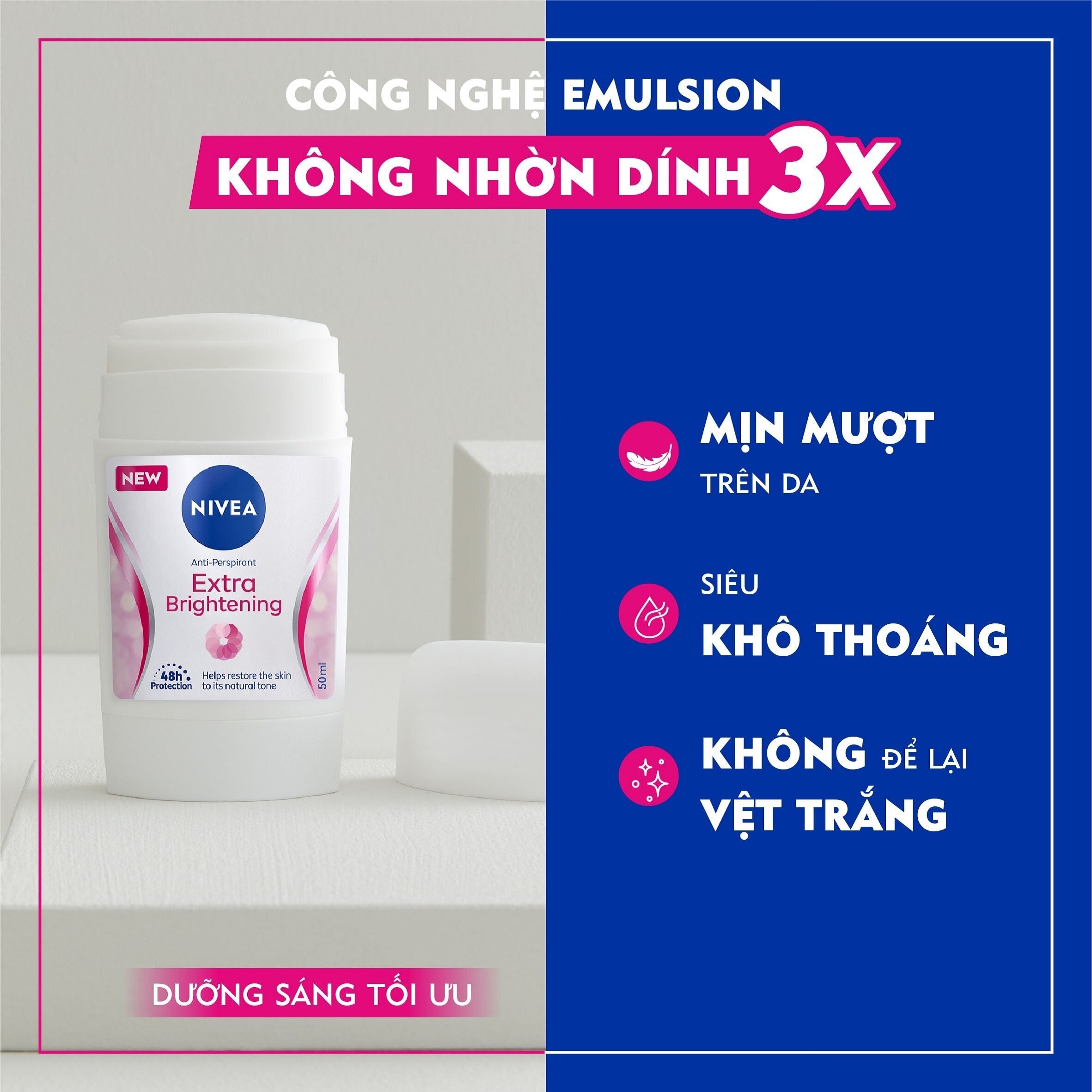 Sáp Ngăn Mùi Nivea Brightening Dưỡng Da Sáng Mịn Tối Ưu 50ml