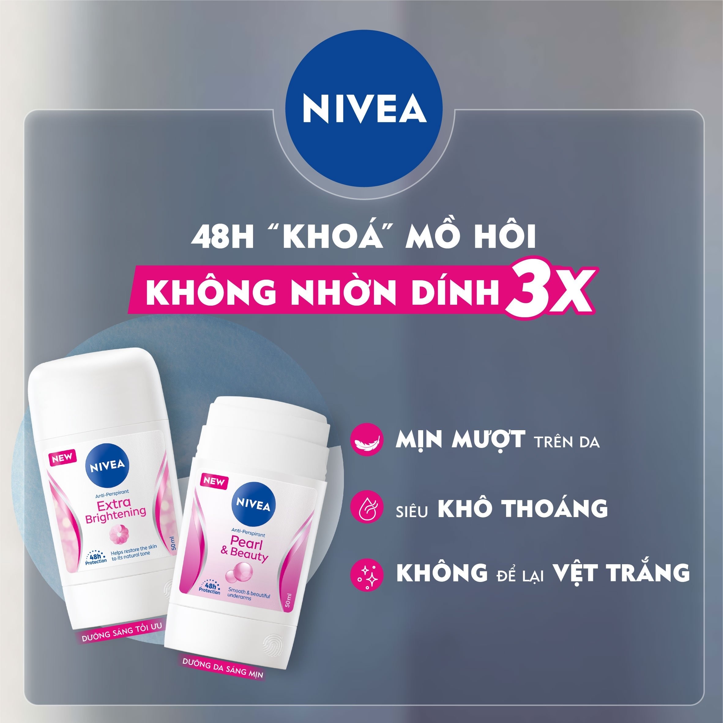 Sáp Ngăn Mùi Nivea Brightening Dưỡng Da Sáng Mịn Tối Ưu 50ml