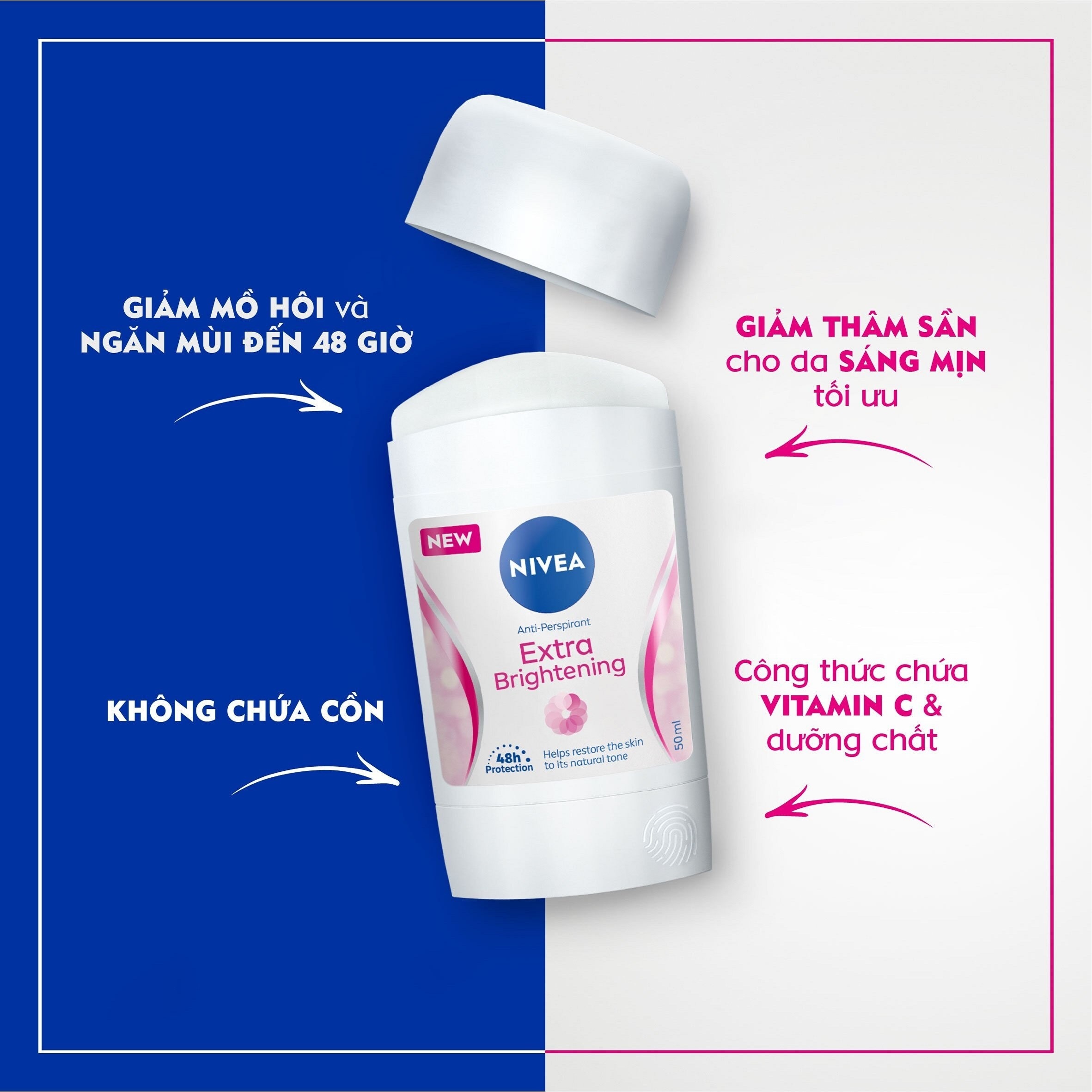 Sáp Ngăn Mùi Nivea Brightening Dưỡng Da Sáng Mịn Tối Ưu 50ml