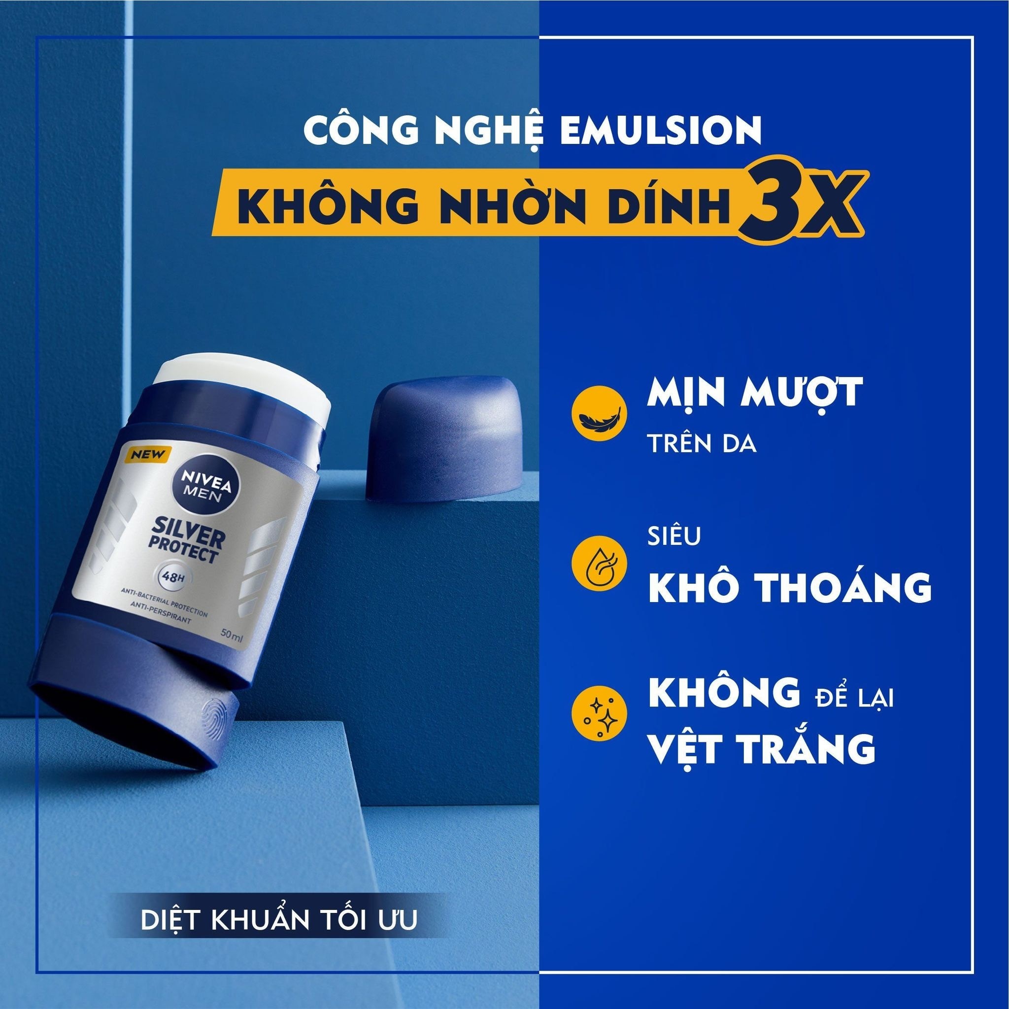 Sáp Ngăn Mùi Nivea Men Phân Tử Bạc 50ml