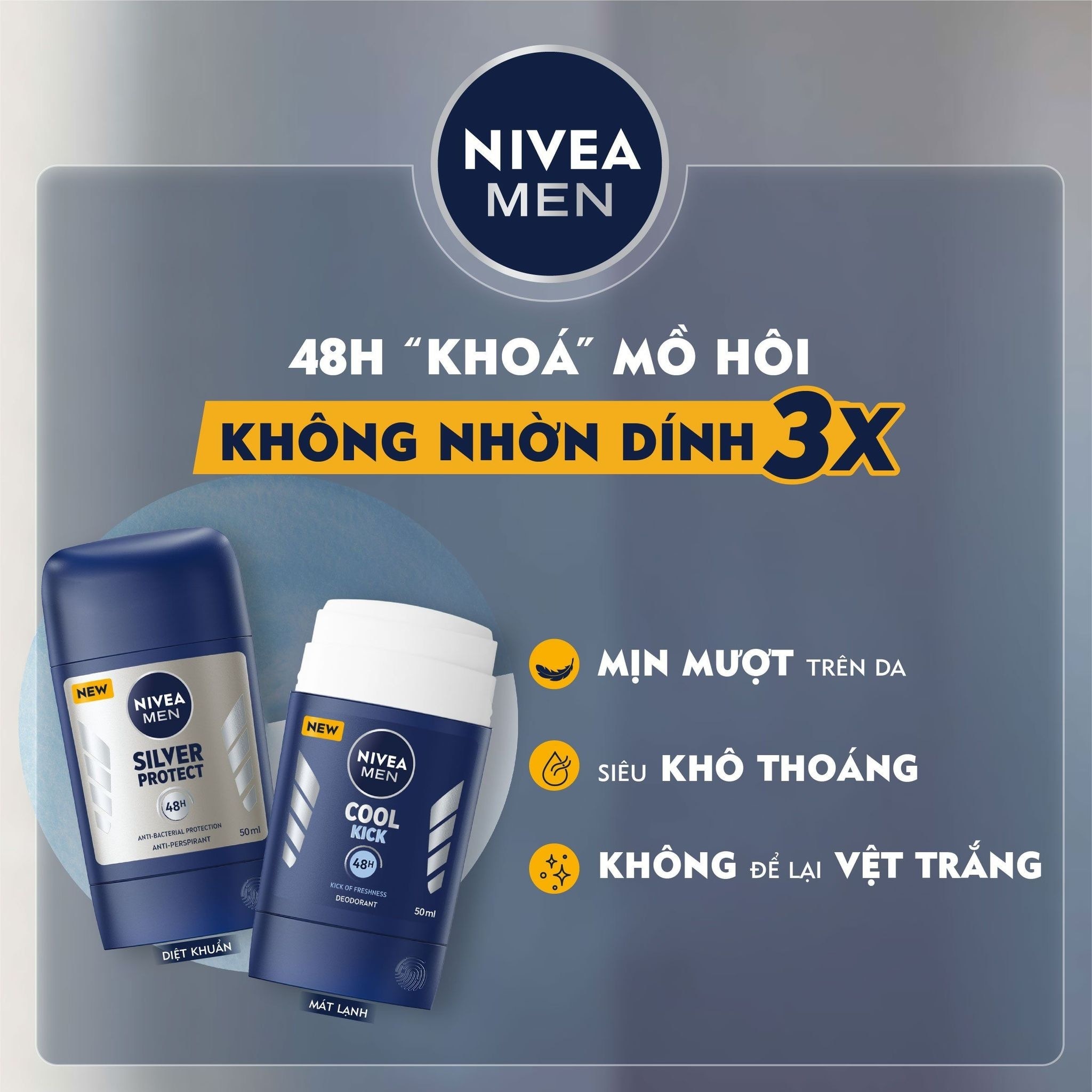 Sáp Ngăn Mùi Nivea Men Phân Tử Bạc 50ml