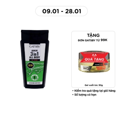 GATSBY Sữa Tắm Gatsby Cho Nam Quick 3 in 1 All Body 250ml