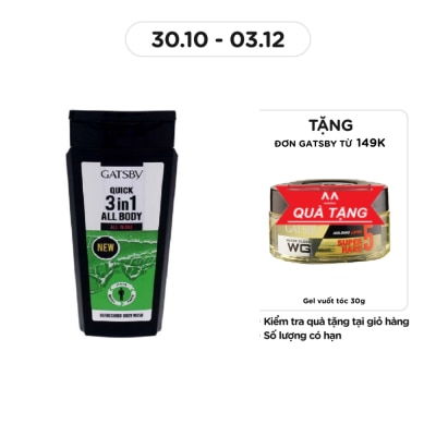 GATSBY Sữa Tắm Gatsby Cho Nam Quick 3 in 1 All Body 250ml