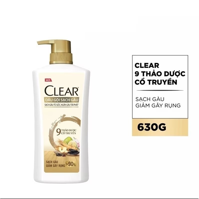 Dầu Gội Sạch Gàu Clear 9 Thảo Dược Cổ Truyền 630g (612ml)