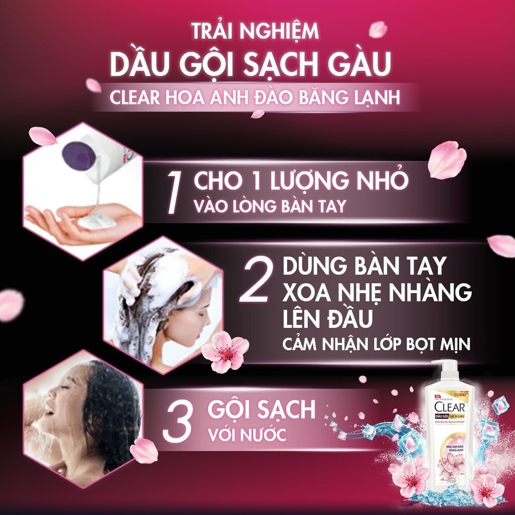 Dầu Gội Sạch Gàu Clear Hoa Anh Đào Băng Lạnh 630g (612ml)