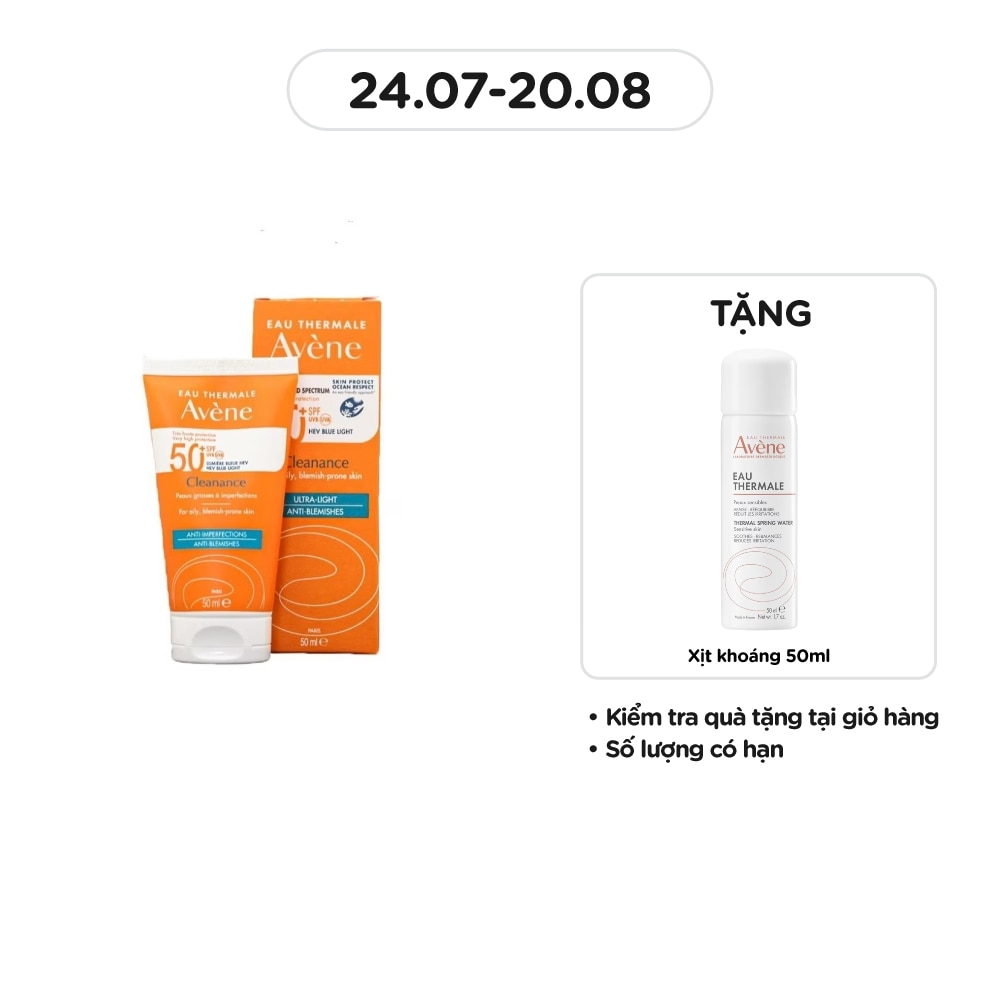 Kem Chống Nắng Avène Cho Da Dầu Mụn Giúp Bảo Vệ Da Khỏi Tia UVA, UVB, Ánh Sáng Xanh 50ml