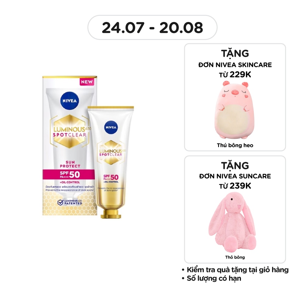 Kem Chống Nắng Nivea Luminous 630 Spotclear Sun Protect SPF50 PA+++ 40ml