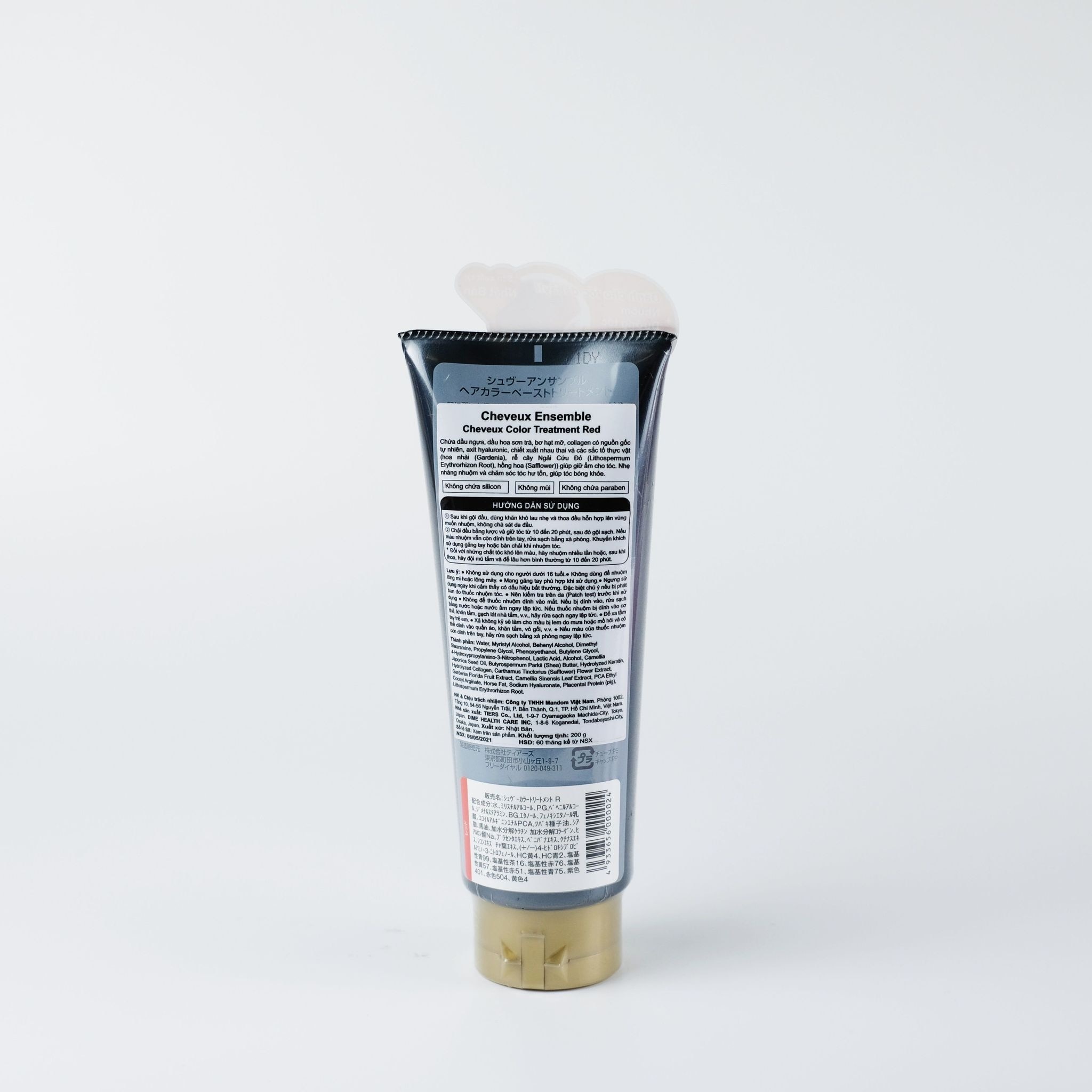 Kem Nhuộm Tóc Cheveux Ensemble Cheveux Color Treatment Red 200g