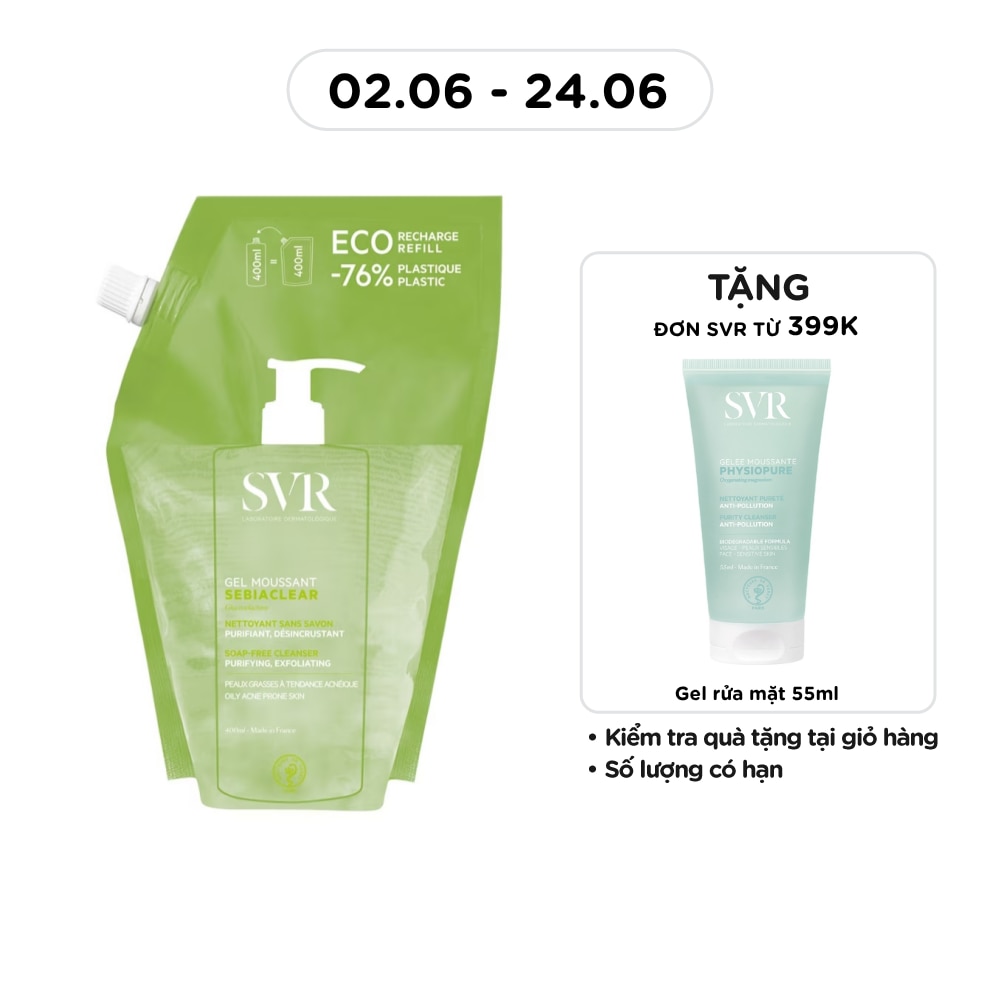 Gel Rửa Mặt SVR Sebiaclear Gel Moussant Dạng Túi Refill 400ml