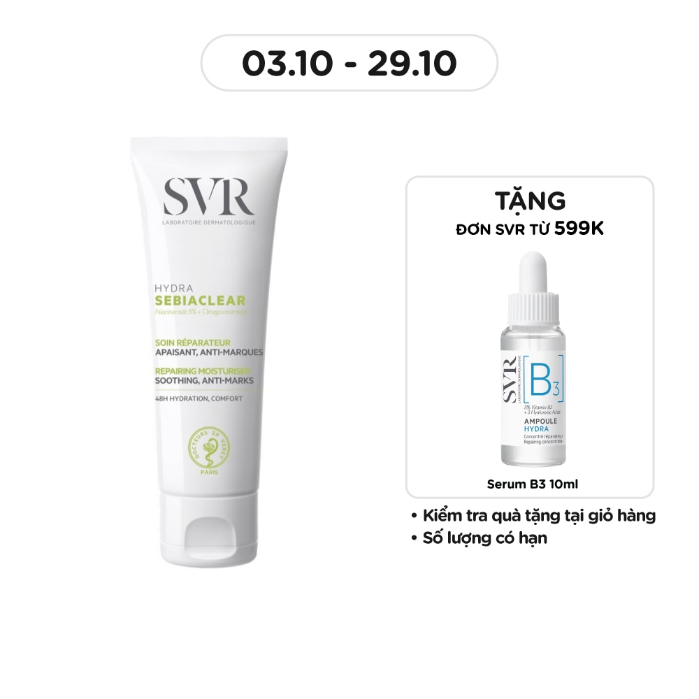 Kem Dưỡng Ẩm SVR Sebiaclear Hydra Làm Mềm Mịn Và Mờ Vết Thâm Sau Mụn 40ml