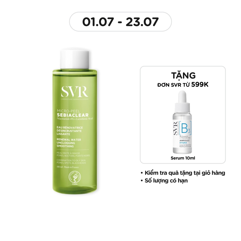 Nước Cân Bằng SVR Sebiaclear Micro-Peel Dành Cho Da Dầu Mụn 150ml