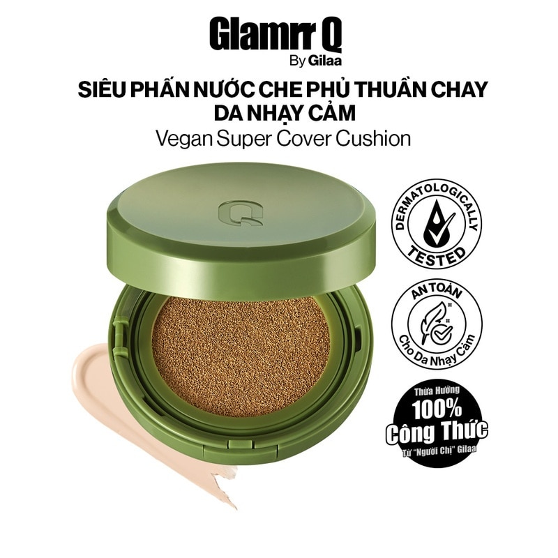 Phấn Nước Glamrr Q Vegan Super Cover Cushion.#02 Natural Beige 15g