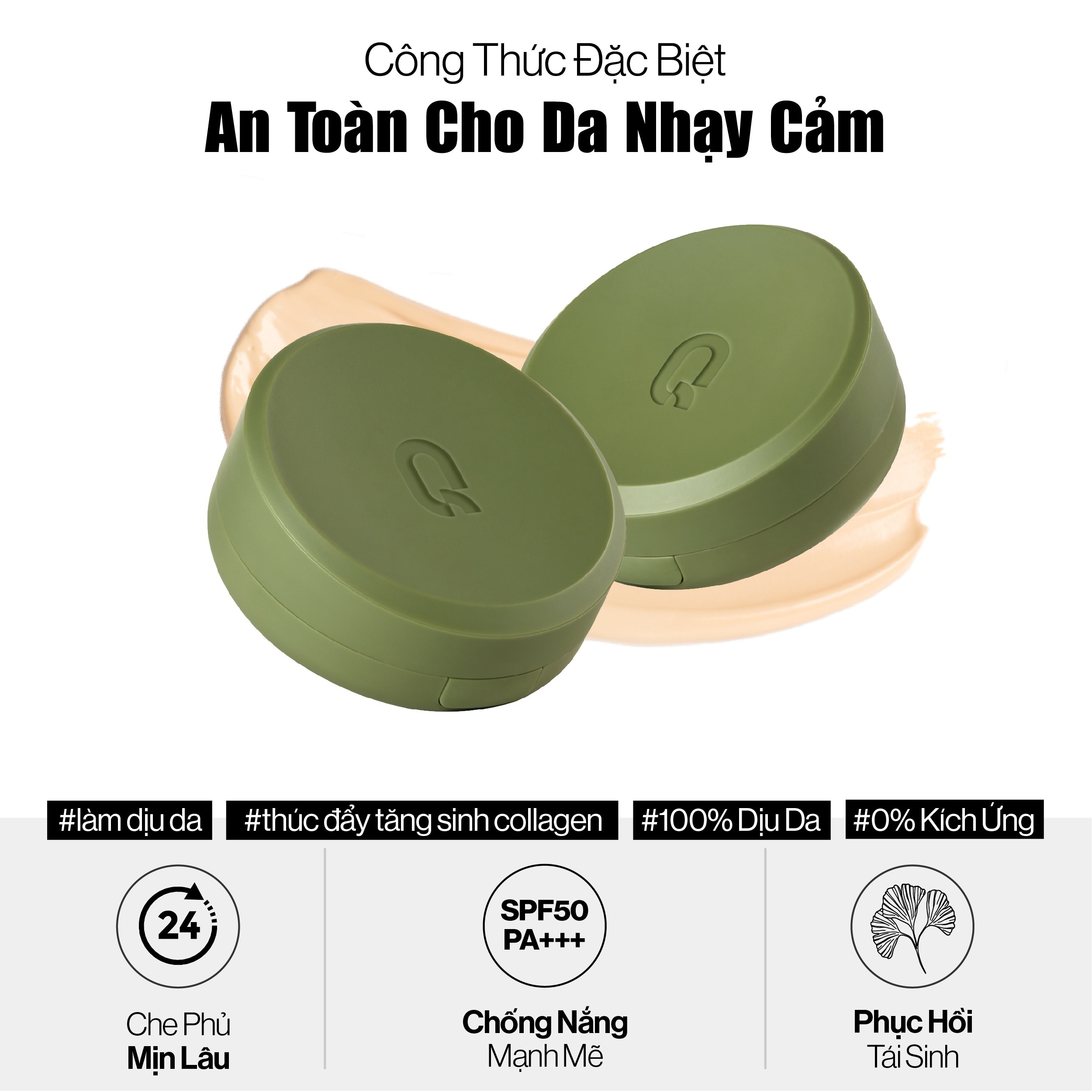 Phấn Nước Glamrr Q Vegan Super Glow Cushion .#01 Light Beige 15g