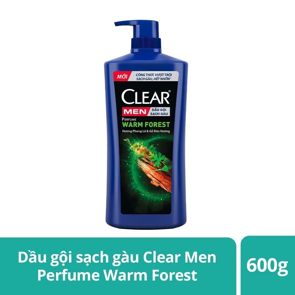 Dầu Gội Clear Men Perfume Warm Forest Hương Phong Lữ & Gỗ Đàn Hương 600g (588ml)