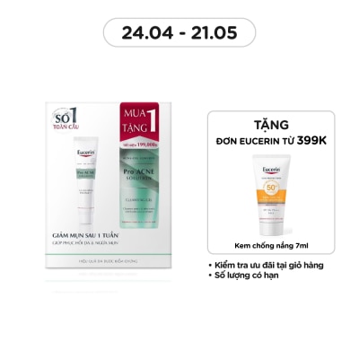 EUCERIN Combo Eucerin Pro Acne Phục Hồi & Ngừa Mụn (Gel Giảm Mụn AI Treatment 40ml + Gel Rửa Mặt 75ml)