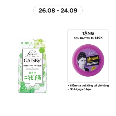 GATSBY Khăn Ướt Lau Mặt Gatsby Sạch Da Ngăn Ngừa Mụn Acnes Care Type R 42 Tờ