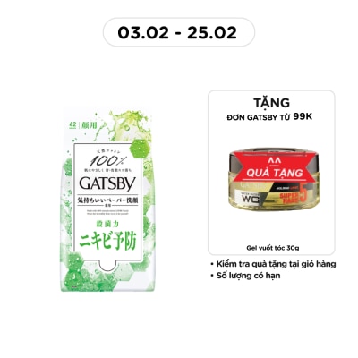 GATSBY Khăn Ướt Lau Mặt Gatsby Sạch Da Ngăn Ngừa Mụn Acnes Care Type R 42 Tờ