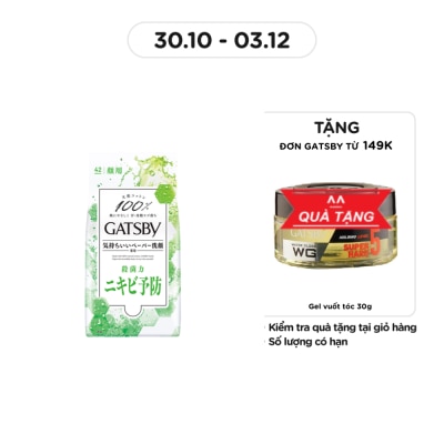 GATSBY Khăn Ướt Lau Mặt Gatsby Sạch Da Ngăn Ngừa Mụn Acnes Care Type R 42 Tờ