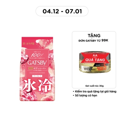 GATSBY Ice Type Deodorant Body Wipes Freeze Peach U 30 Sheet