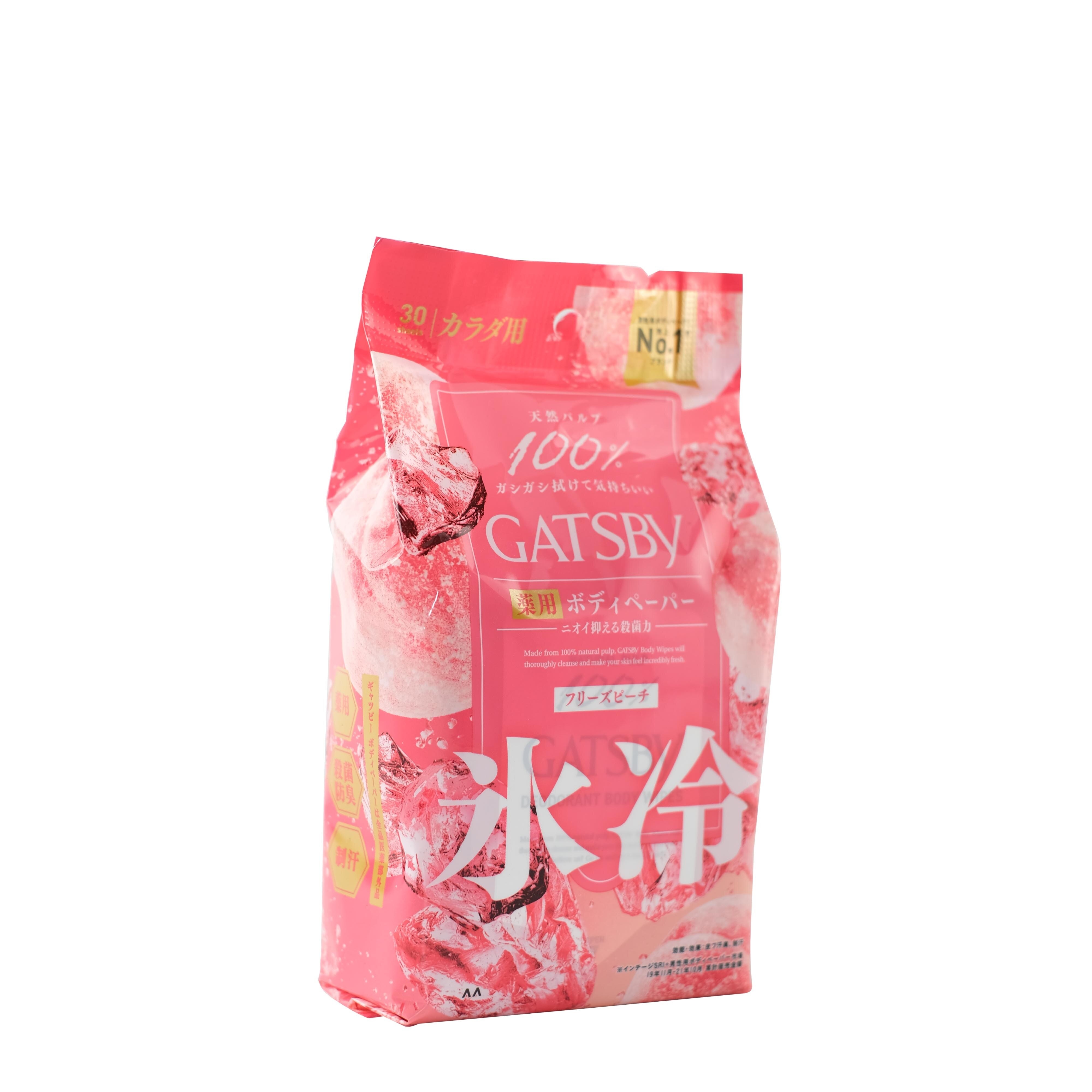 Khăn Ướt Gatsby Khử Mùi & Làm Sạch Cơ Thể Freeze Peach 30 Tờ