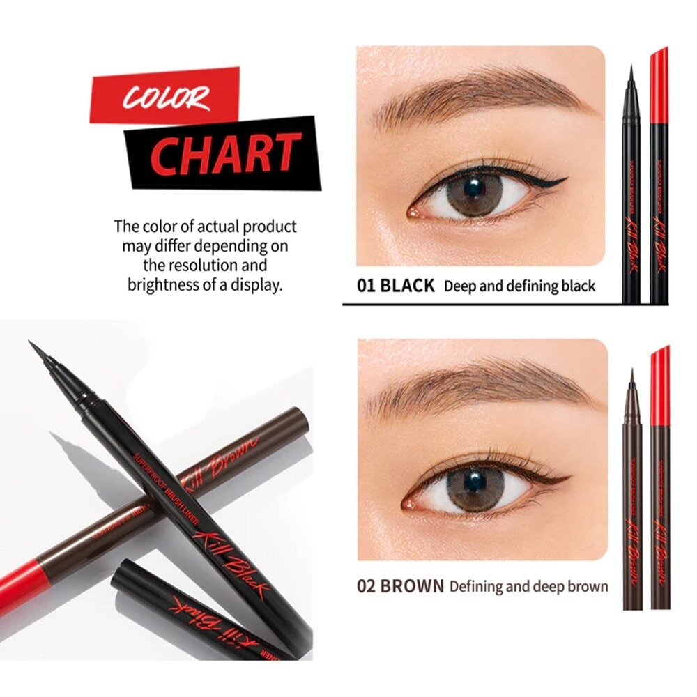 Kẻ Mắt Nước Clio Superproof Brush Liner Kill Black 0.55ml .#01 Black