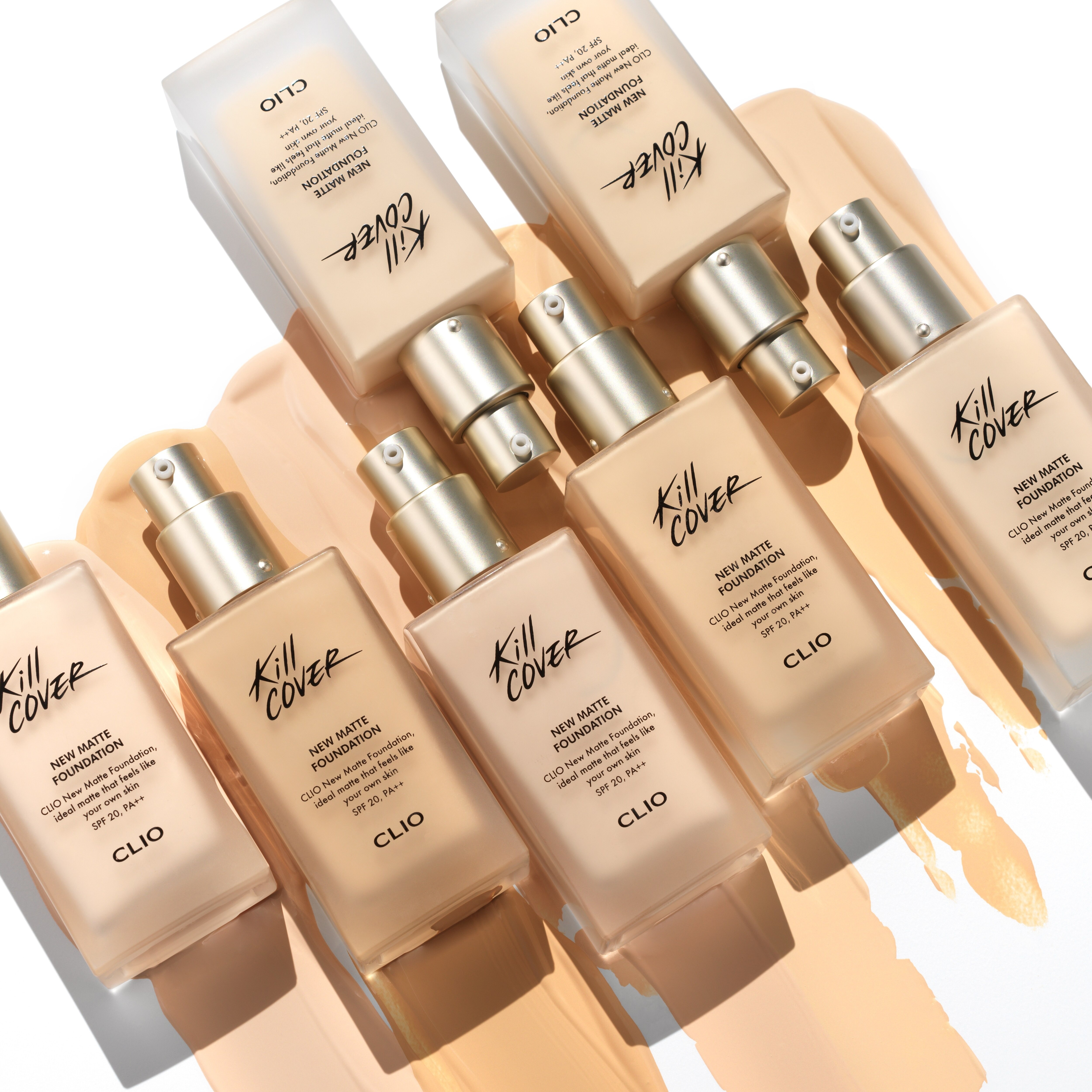 Kem Nền Clio Kill Cover New Matte Foundation SPF20 PA++ 38g .#3-BY Linen (Tặng Kèm Cọ)