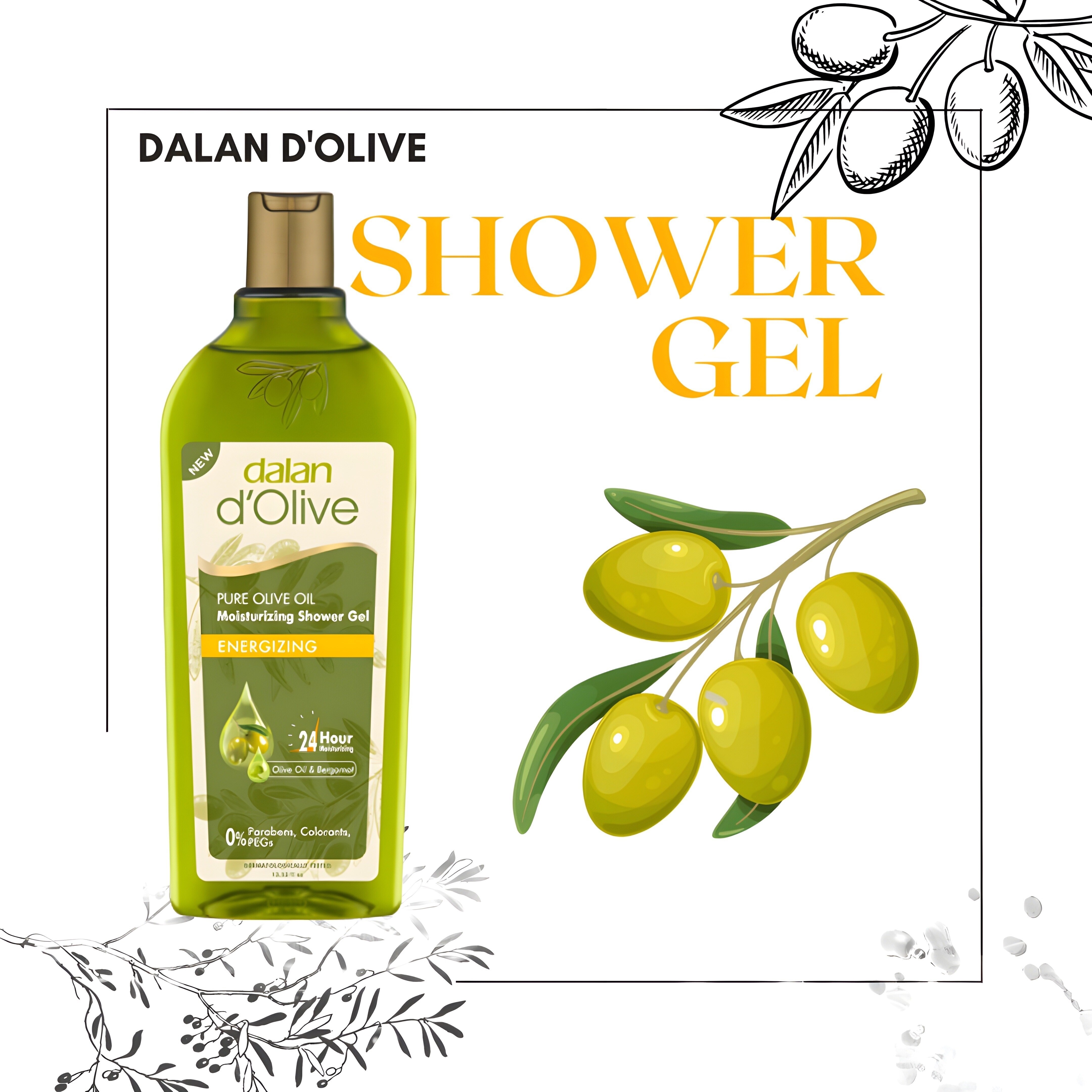 Gel Tắm Dưỡng Ẩm Dalan D’Olive Energizing 400ml