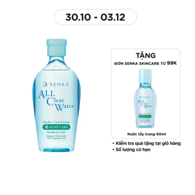 SENKA Nước Tẩy Trang Senka All Clear Water Micellar + Toner Formula Acne Care 230ml