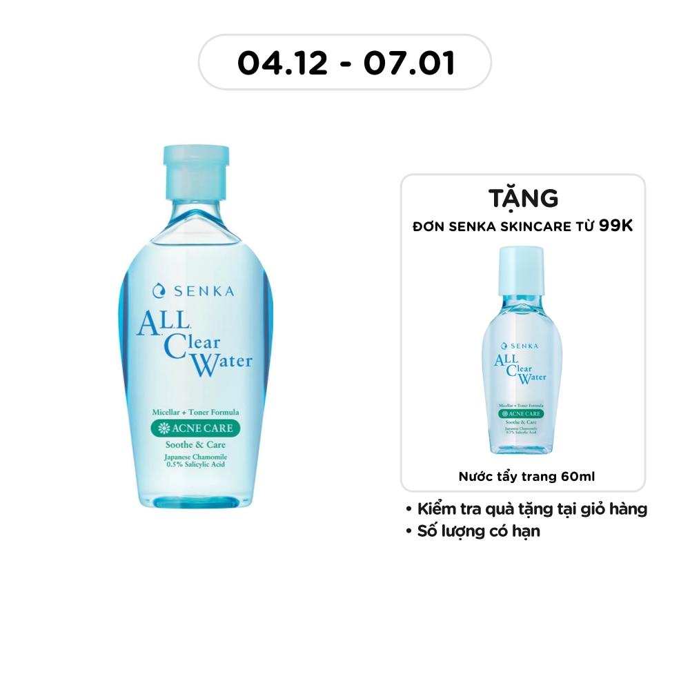 Nước Tẩy Trang Senka All Clear Water Micellar + Toner Formula Acne Care 230ml