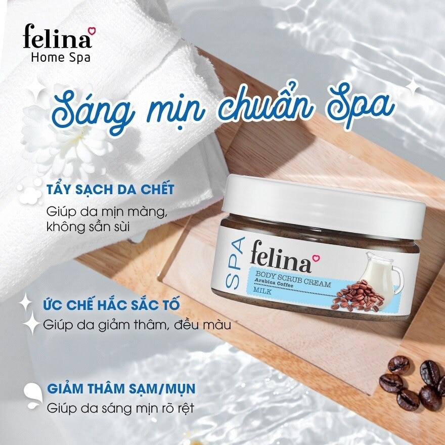 Kem Tẩy Tế Bào Da Chết Felina Hạt Cà Phê Tinh Chất Sữa 220g