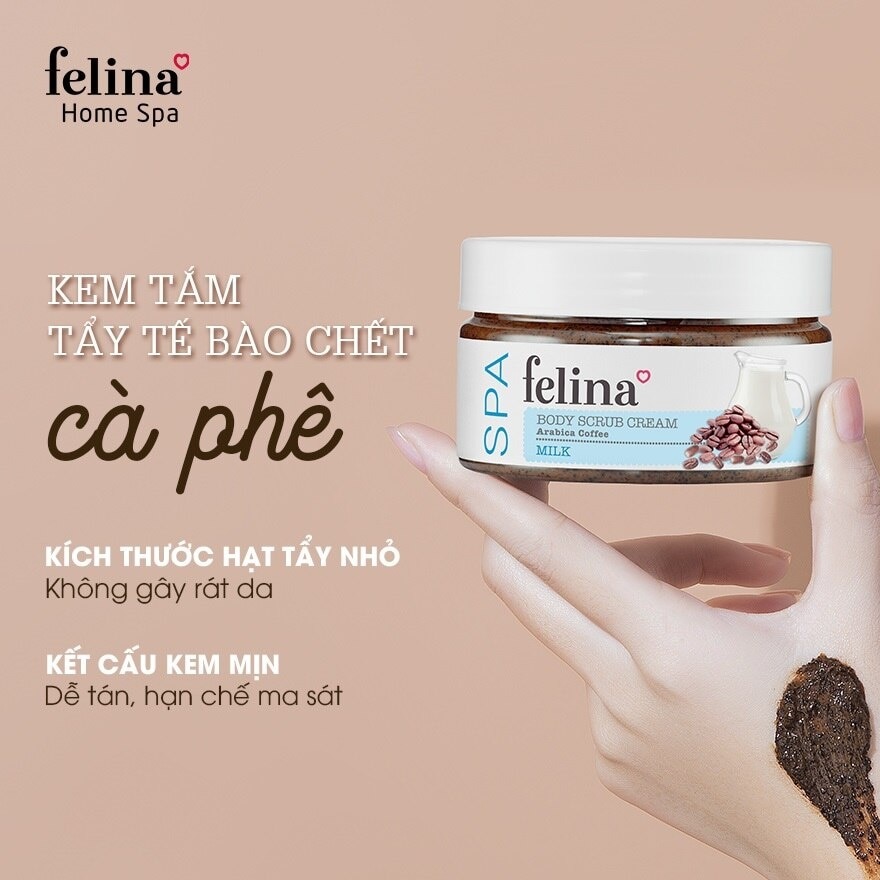 Kem Tẩy Tế Bào Da Chết Felina Hạt Cà Phê Tinh Chất Sữa 220g