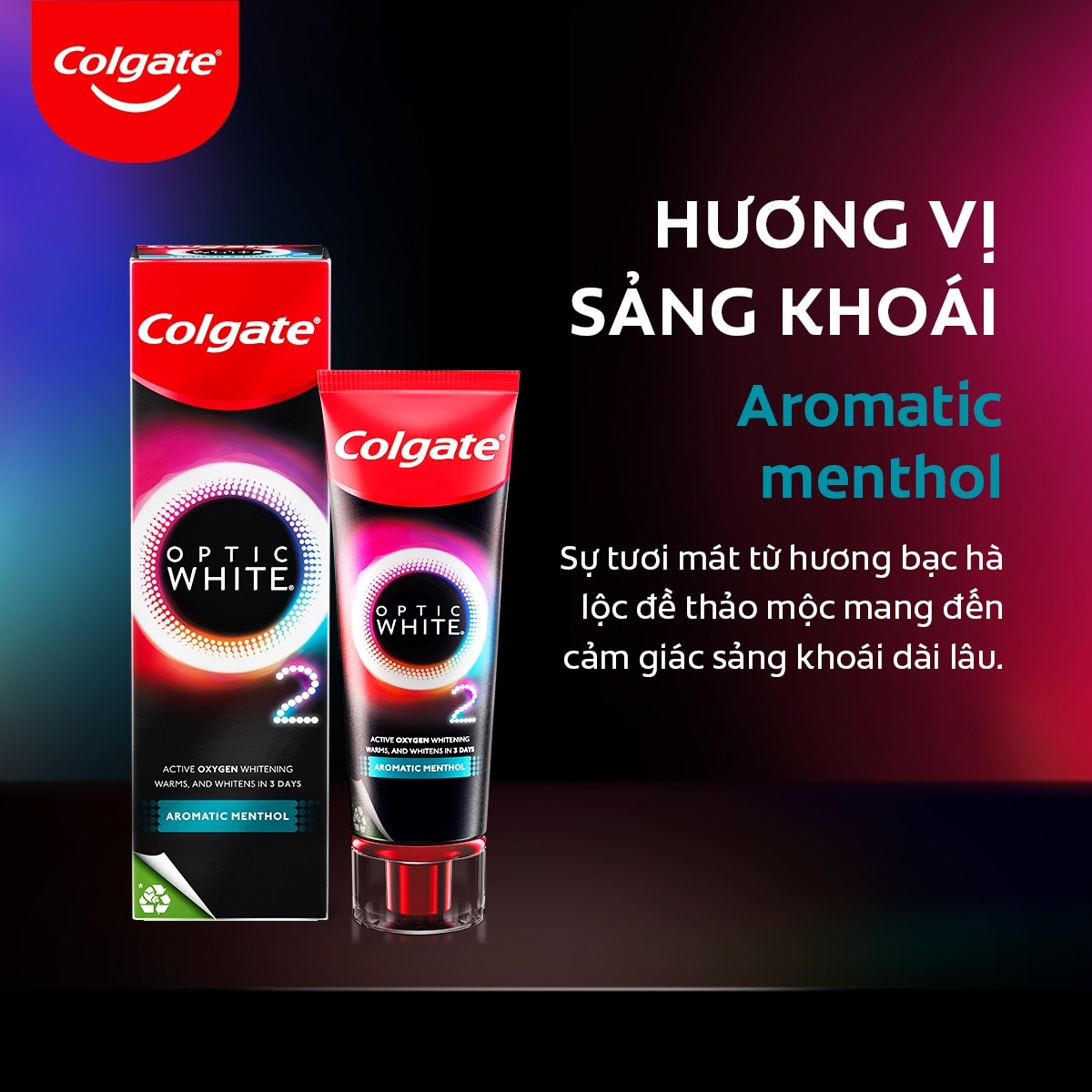 Kem Đánh Răng Colgate Optic White O2 Aromatic Menthol 85g