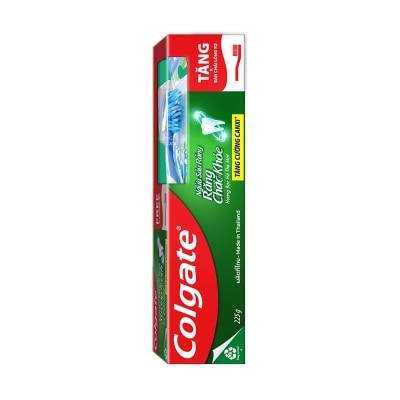 COLGATE Kem Đánh Răng Colgate Cavity Protection Strong Teeth Icy Cool Mint 225g + Bàn Chải Lông Tơ