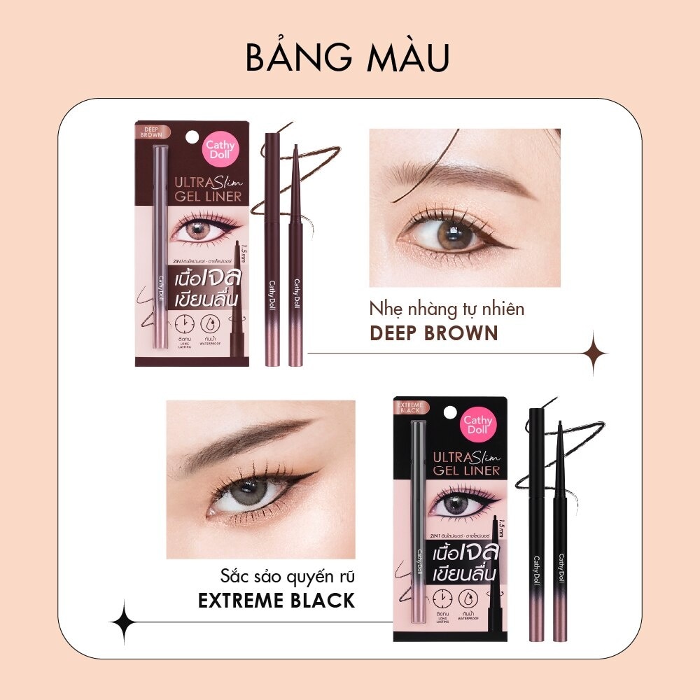 Kẻ Viền Mắt Cathy Doll Ultra Slim Gel Liner 0.07g .#Deep Brown