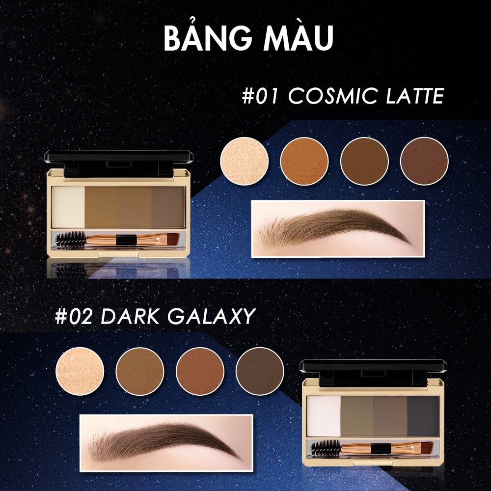 Bột Vẽ Chân Mày Browit Multiverse Eyebrow Palette 1g x 4màu .#02 Dark Galaxy