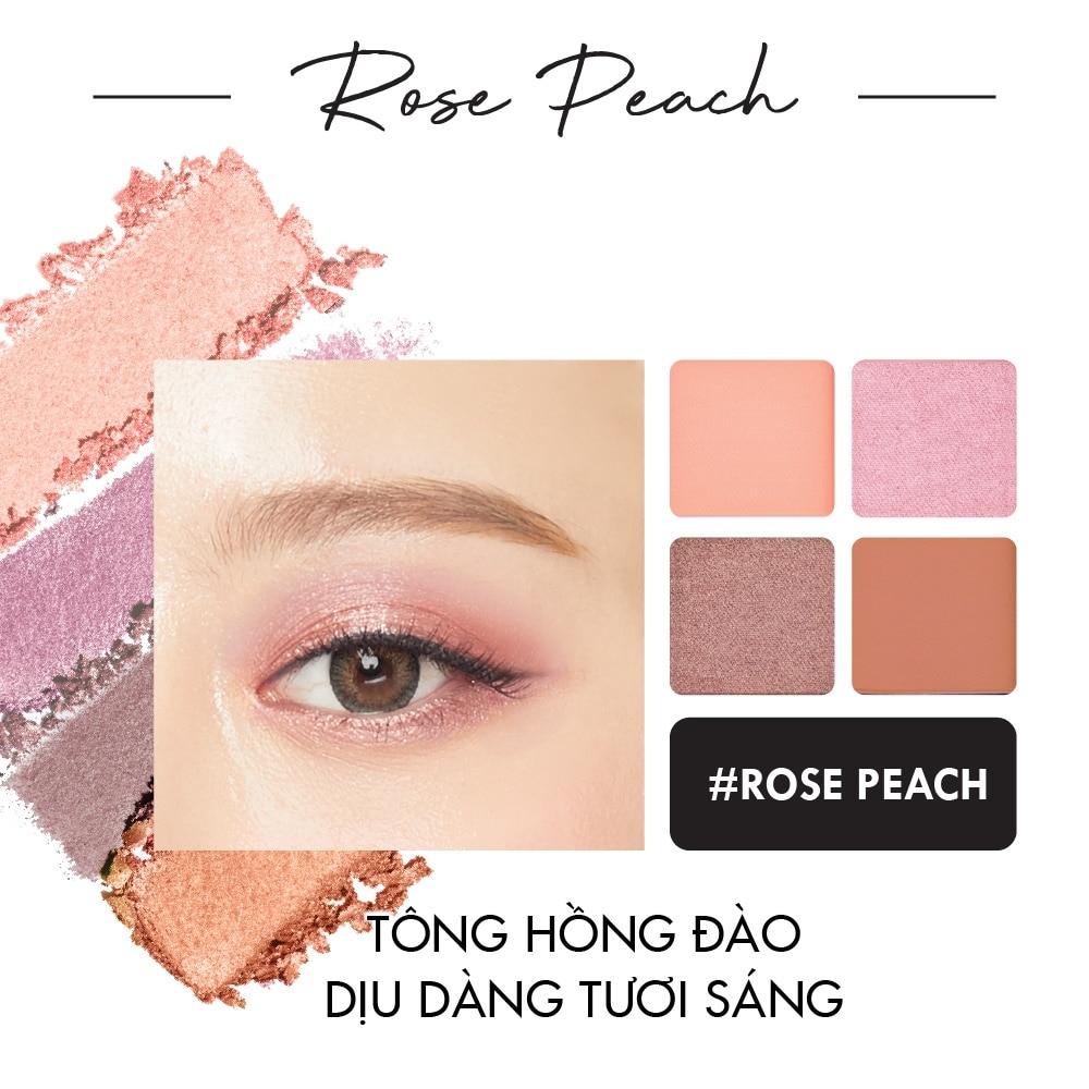 Bảng Phấn Mắt Browit Rose Peach Eyeshadow Palette 1g x 4màu