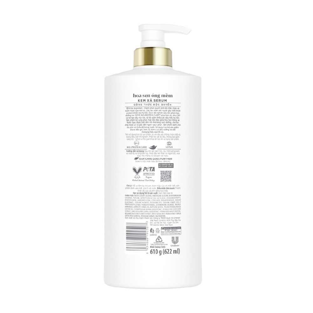 Kem Xả Dove Óng Mềm Tự Nhiên 610g(622ml)