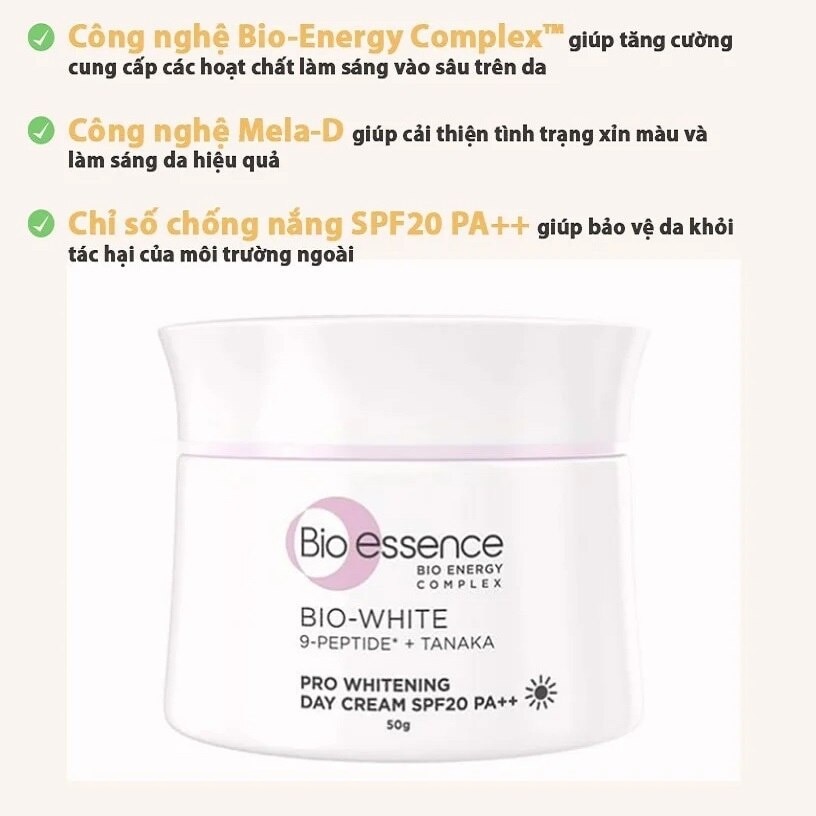 Kem Dưỡng Ngày Bio Essence Bio White Pro Whitening Day Cream SPF20 PA++ 50g