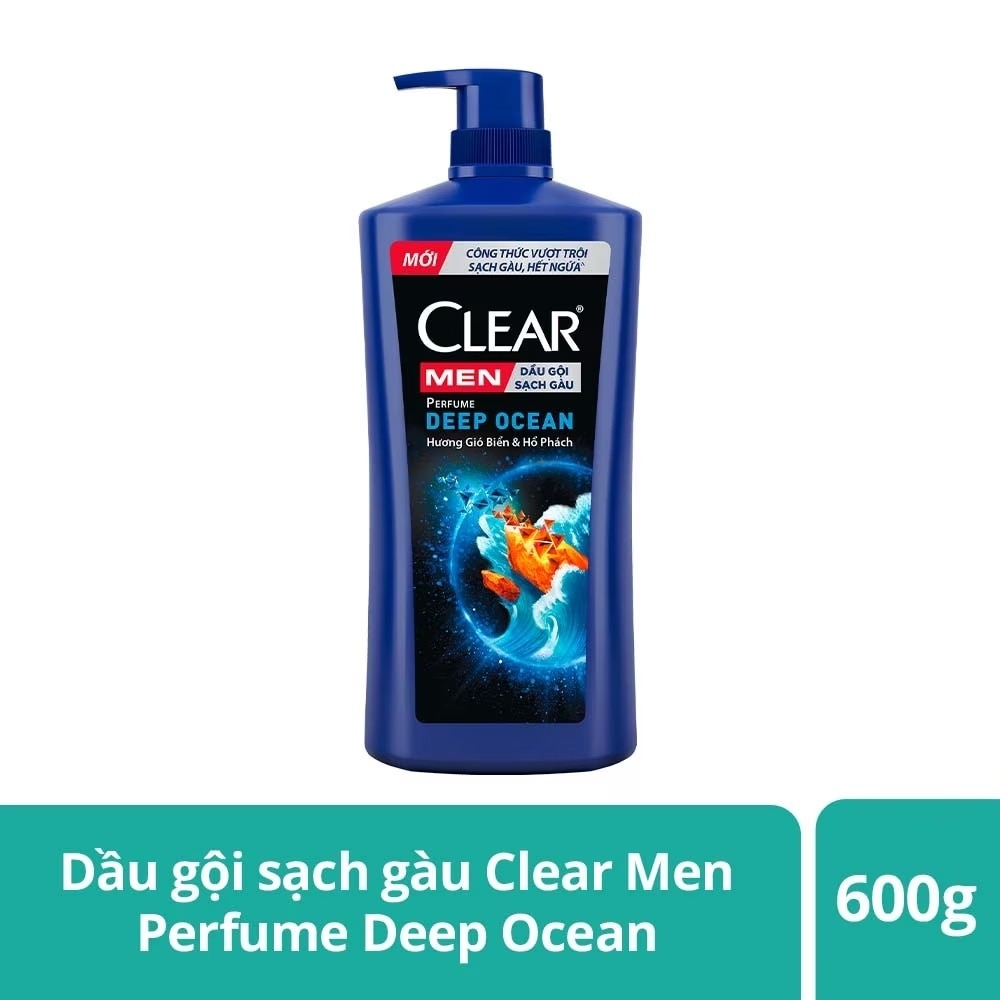 Dầu Gội Sạch Gàu Clear Men Perfume Deep Ocean Hương Hoa Biển & Hổ Phách 600g(588ml)