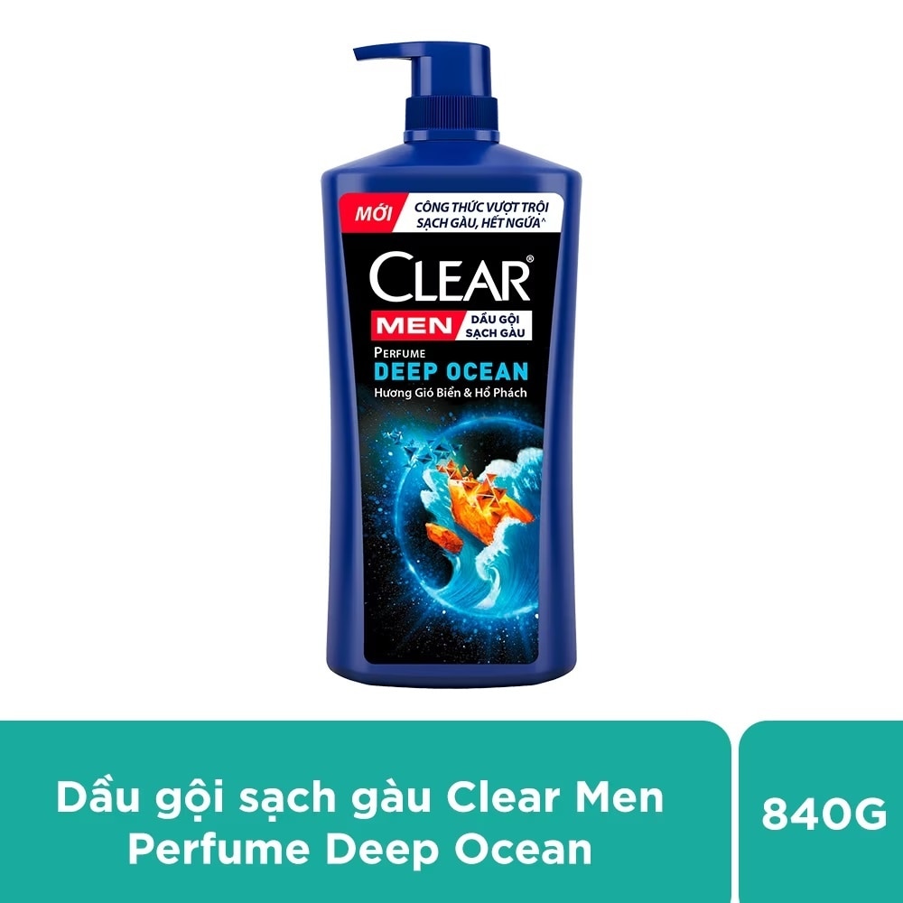 Dầu Gội Sạch Gàu Clear Men Perfume Deep Ocean Hương Hoa Biển & Hổ Phách 840g(824ml)