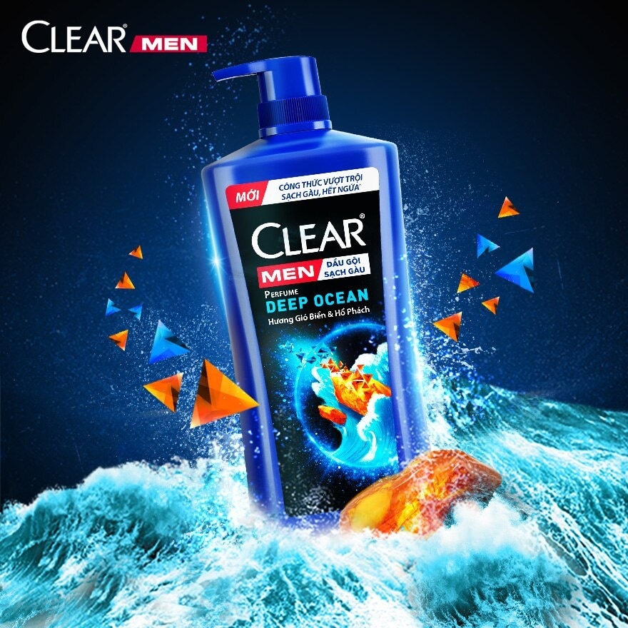 Dầu Gội Sạch Gàu Clear Men Perfume Deep Ocean Hương Hoa Biển & Hổ Phách 840g(824ml)