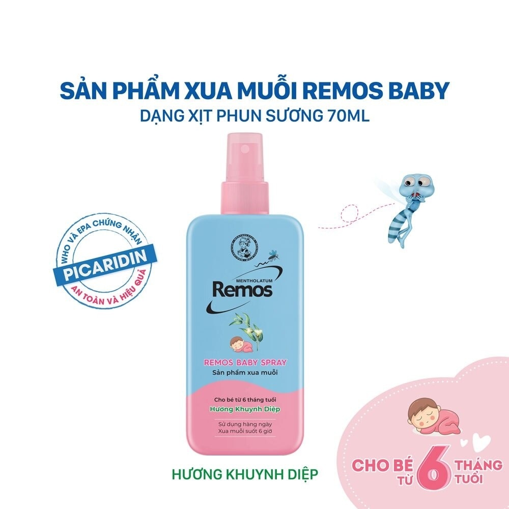 Xịt Chống Muỗi Remos Cho Bé 6 Tháng Tuổi Hương Khuynh Diệp 70ml