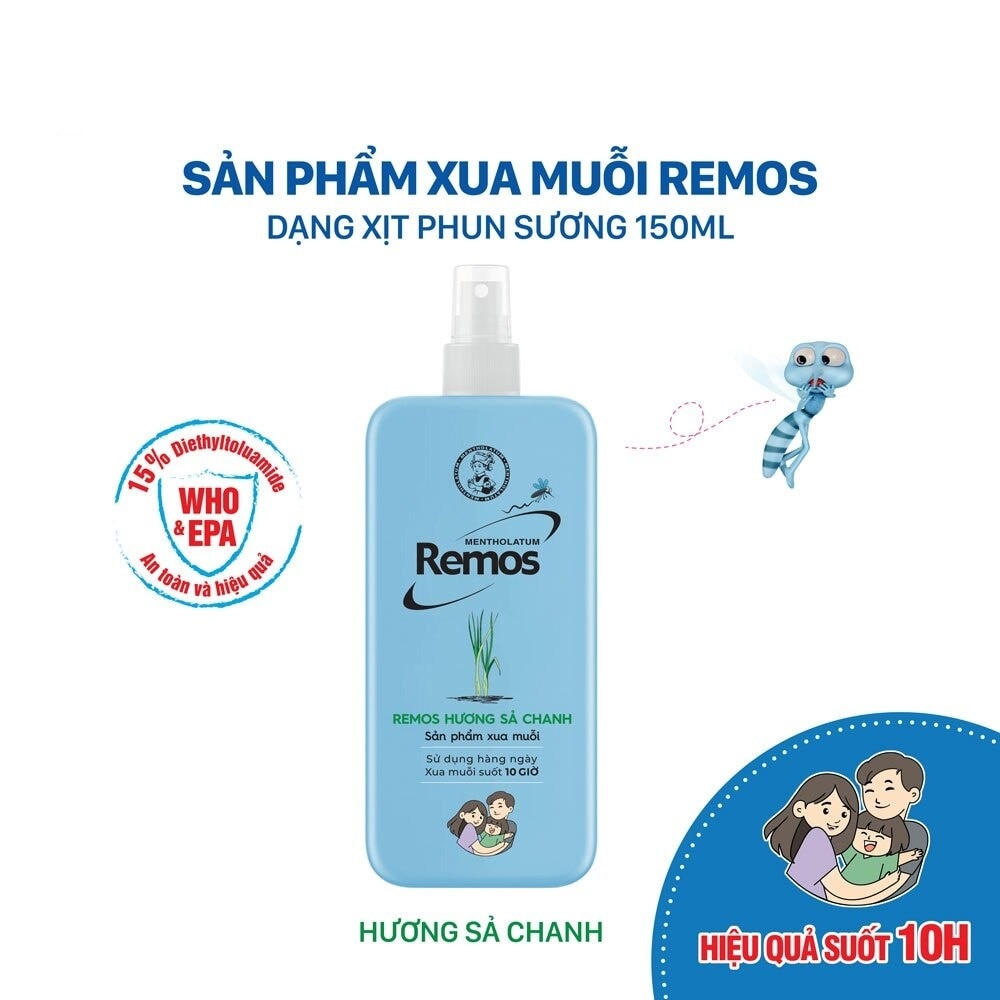 Xịt Chống Muỗi Remos Hương Sả Chanh 150ml